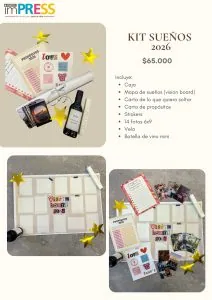 Fondo del kit de sueños 2026 con estrellas doradas y elementos para planificar metas y recuerdos.