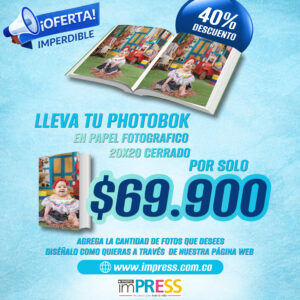 Promoción de fotolibro 20x40 cm con 40% de descuento en Impress.