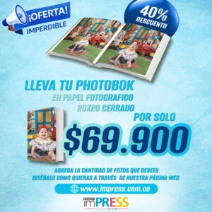 Promoción de fotolibro 20x40 cm con 40% de descuento en Impress.